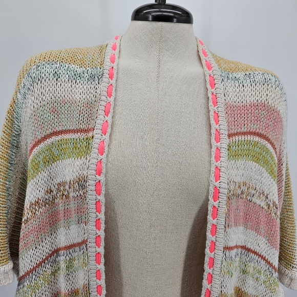 Democracy Pastel Multicolor Ombre Cardigan Sweater Southwestern Duster Medium - Picture 3 of 7